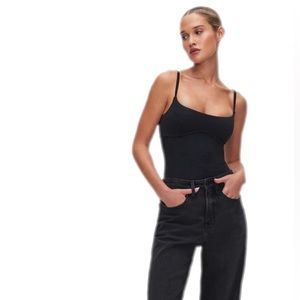 Good American Black bodysuit Thong back Size 1/2 NWT